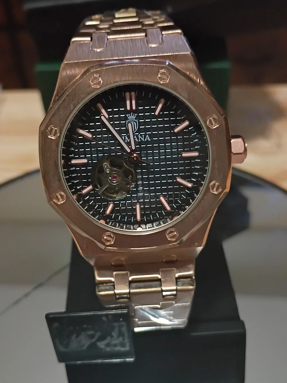 Mariana Rose Gold Men's Automatic Watch - Black Dial